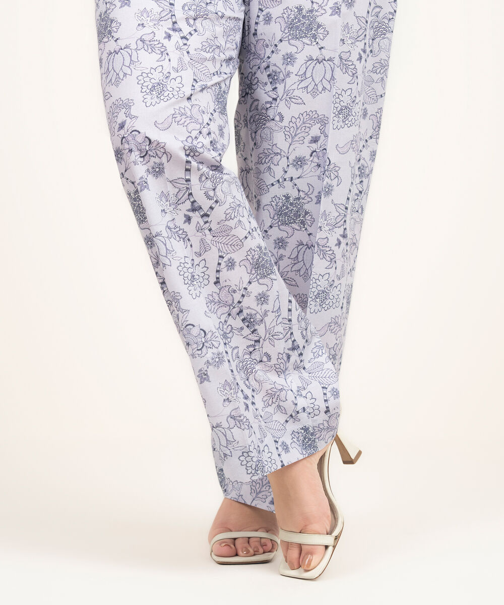 Women's RTW Lawn Printed Light Purple Culottes