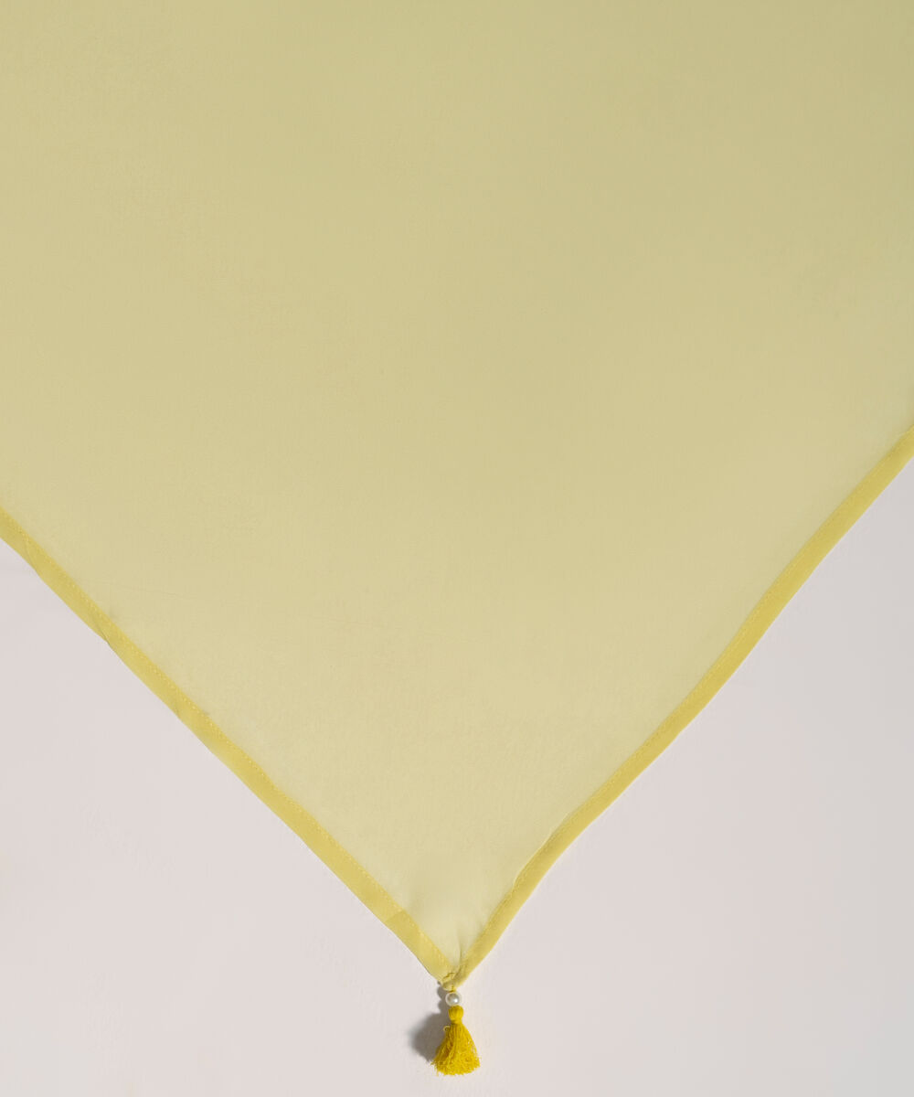 Women's RTW BEmbroidereder Georgette Chiffon Solid Yellow Dupatta