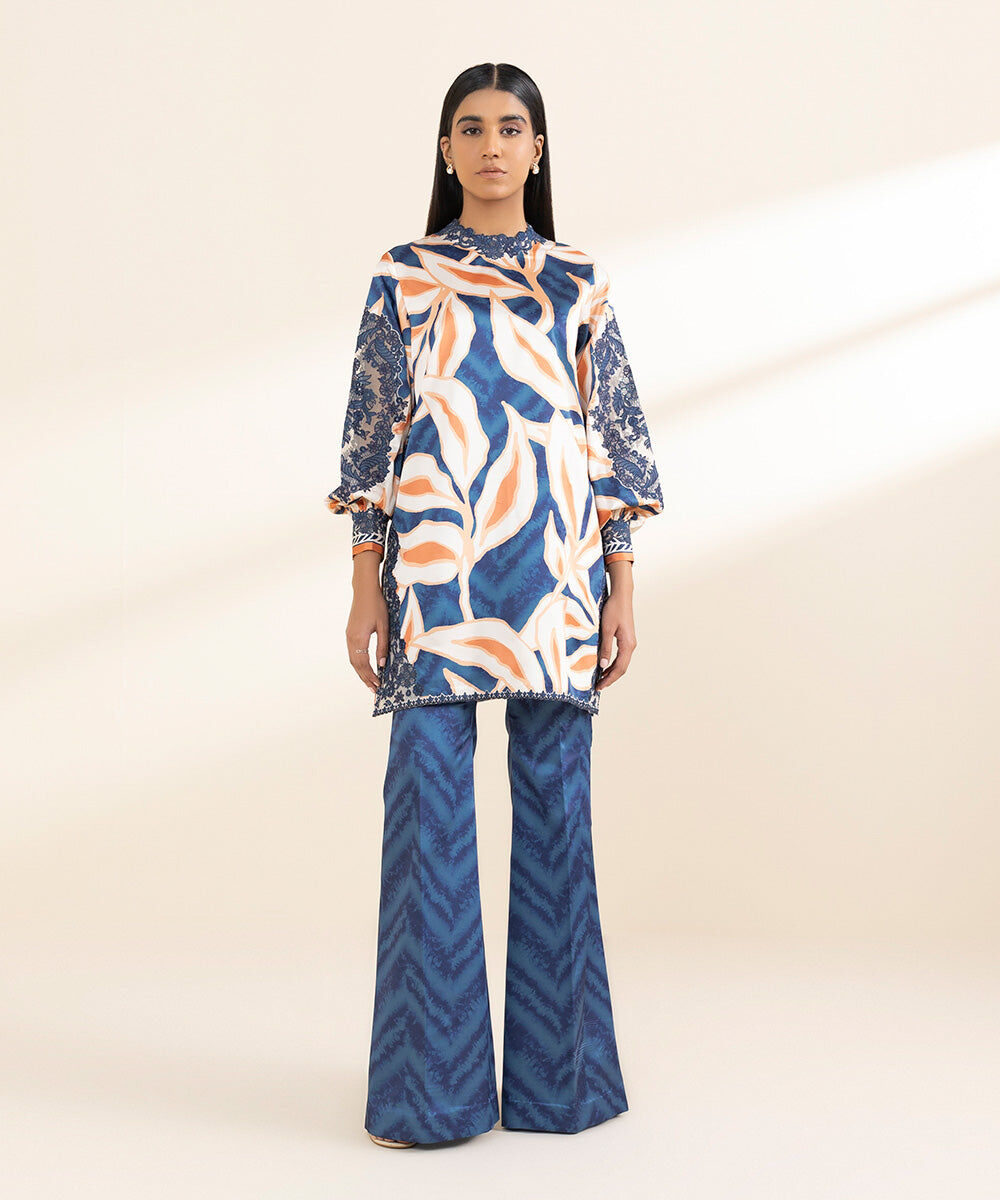 Woman - Multi 2 Piece - Embroidered Satin Suit