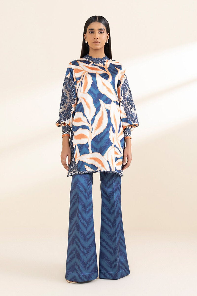 2 Piece - Embroidered Satin Suit