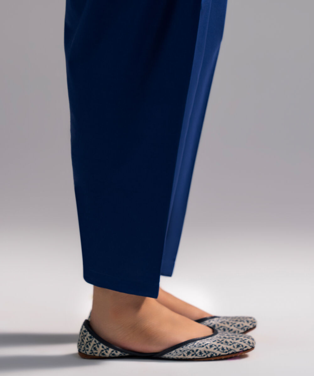 Women's RTW Cambric Solid Dark Blue Shalwar