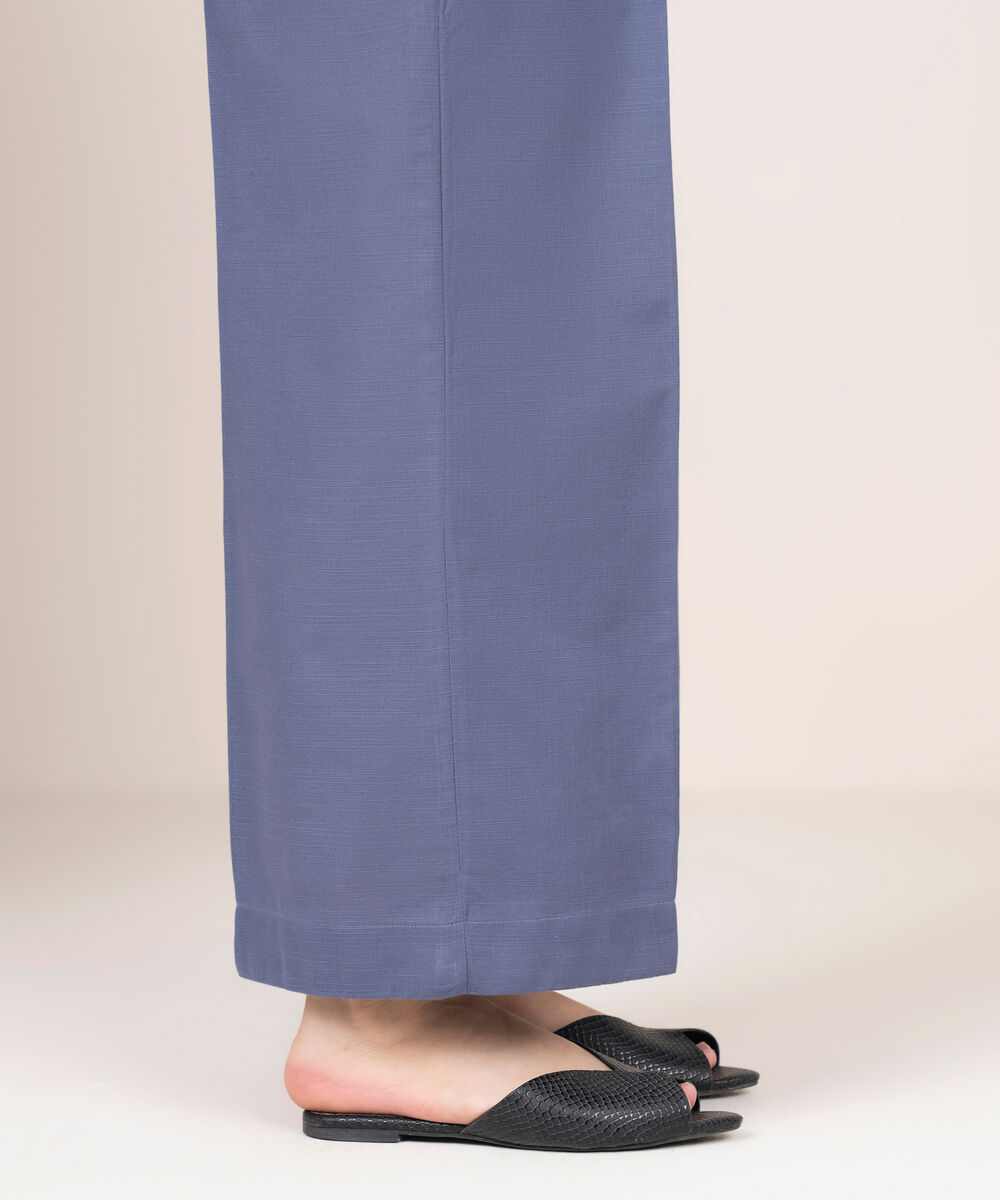 Women's RTW Light Khaddar Solid Blue Culottes