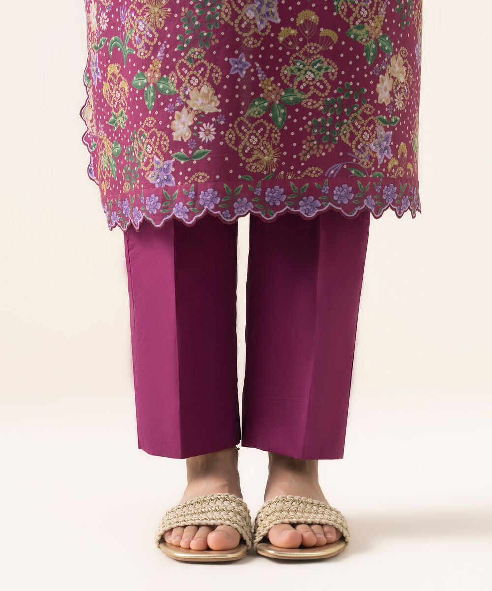 Women's Unstitched Lawn Printed Purple 2 Piece Suit