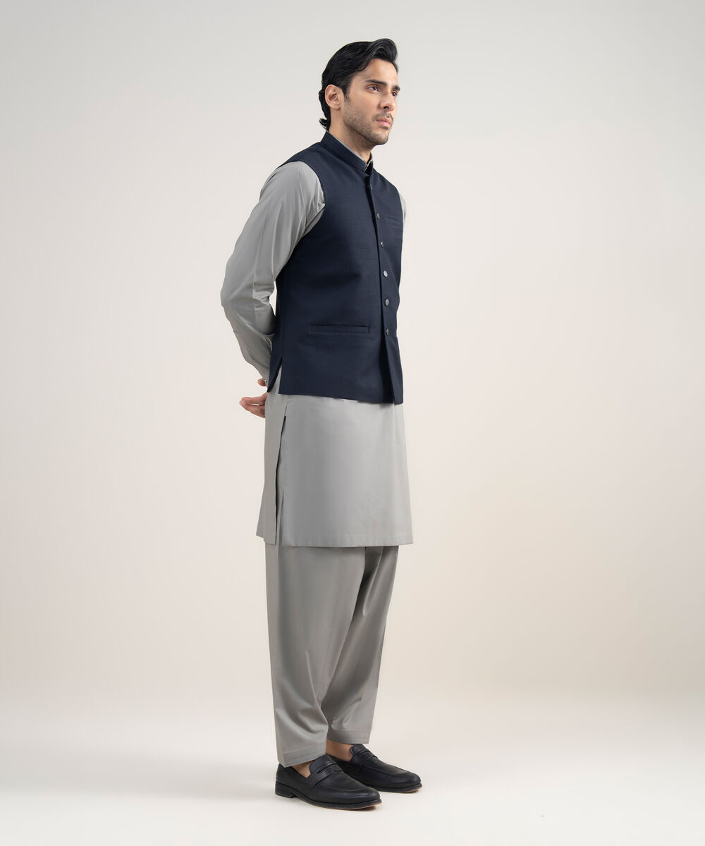 Men's Stitched Premium Suiting Navy Waistcoat