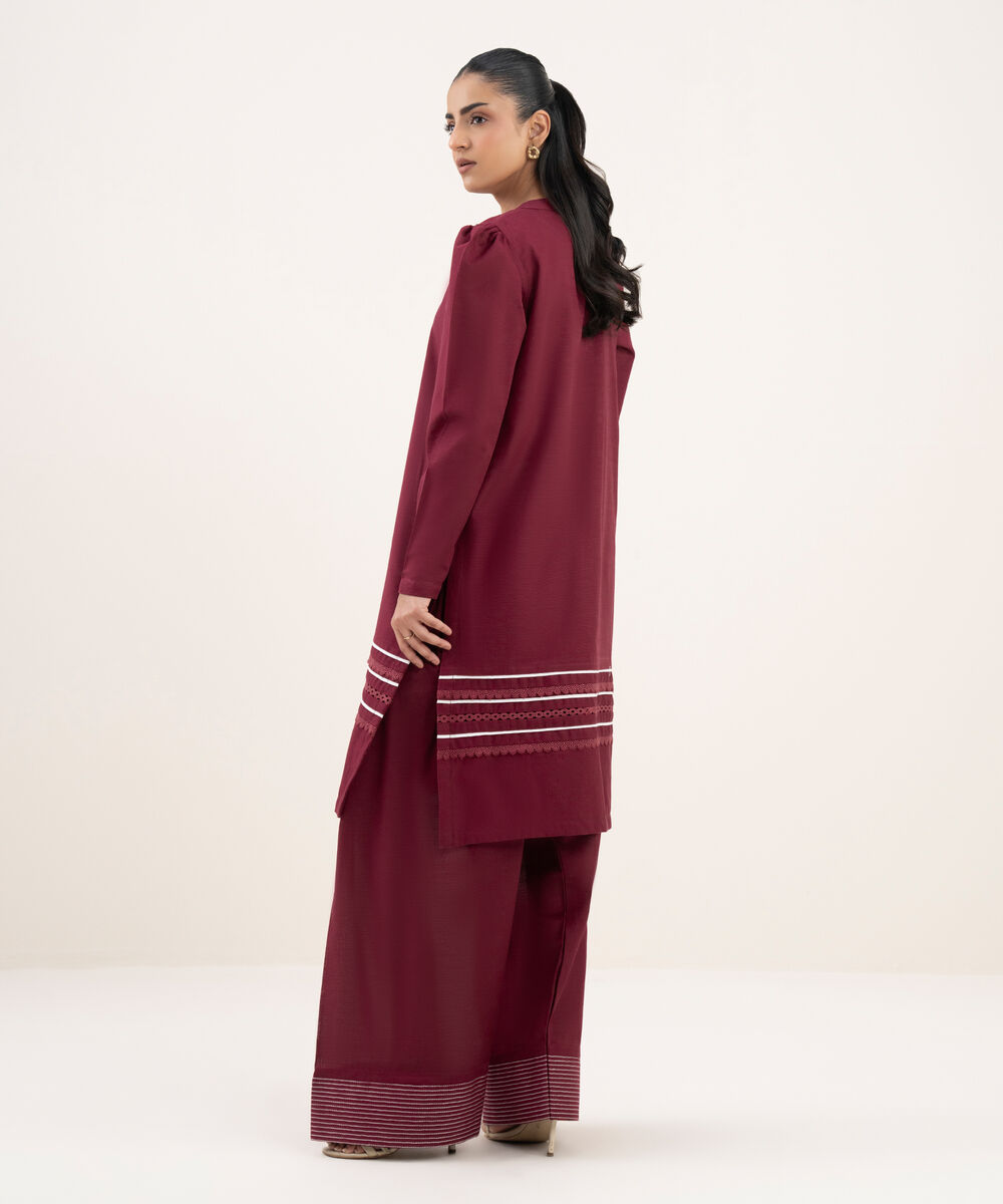 Women's RTW Khaddar Solid Straight Pink Shirt