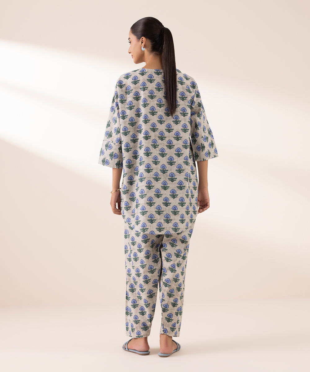 Women's RTW Lawn Grey Printed Boxy Shirt