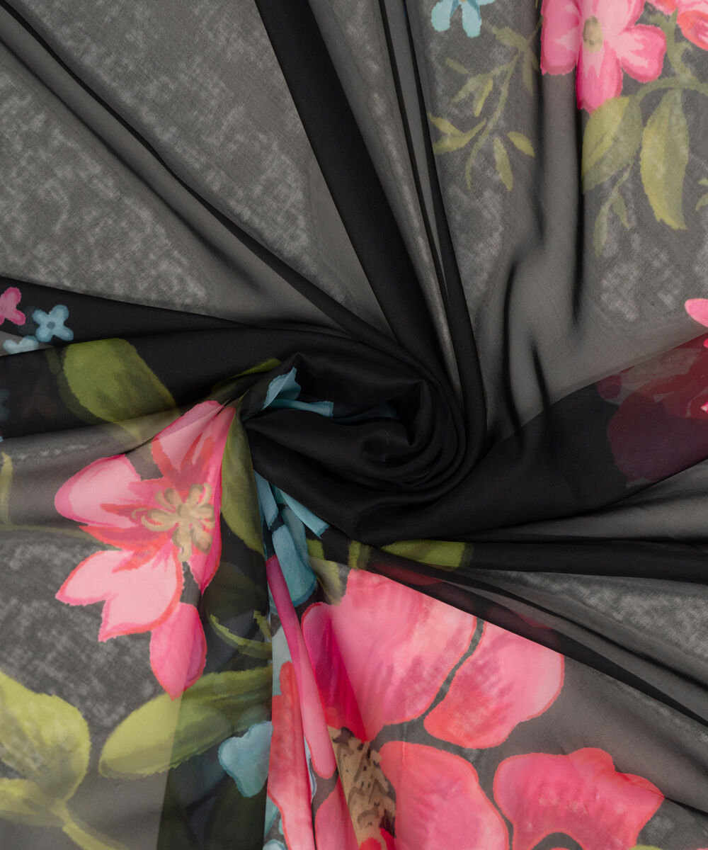 Blended Tissue Printed Black Dupatta