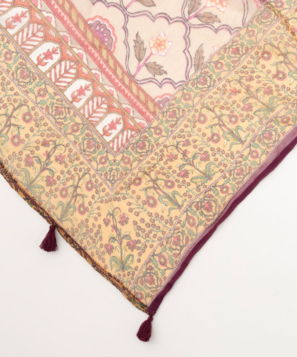 Blended Chiffon Printed Purple Dupatta