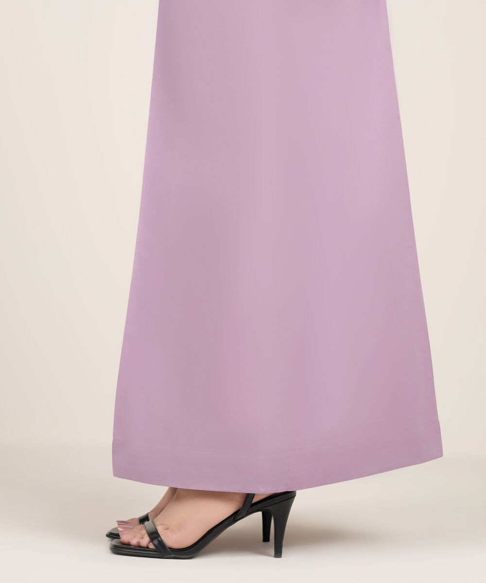 Women's RTW Cambric Solid Purple Flared Pants