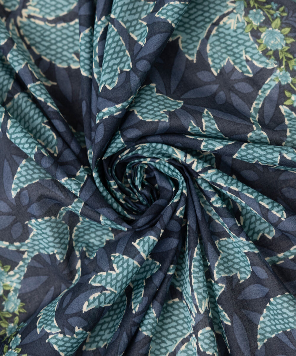 Fine Voile Blue Printed Dupatta