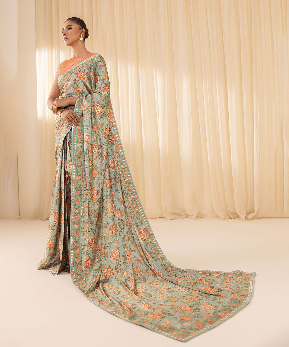 Women's Unstitched Embroidered Blended Satin Multi 3 Piece Suit