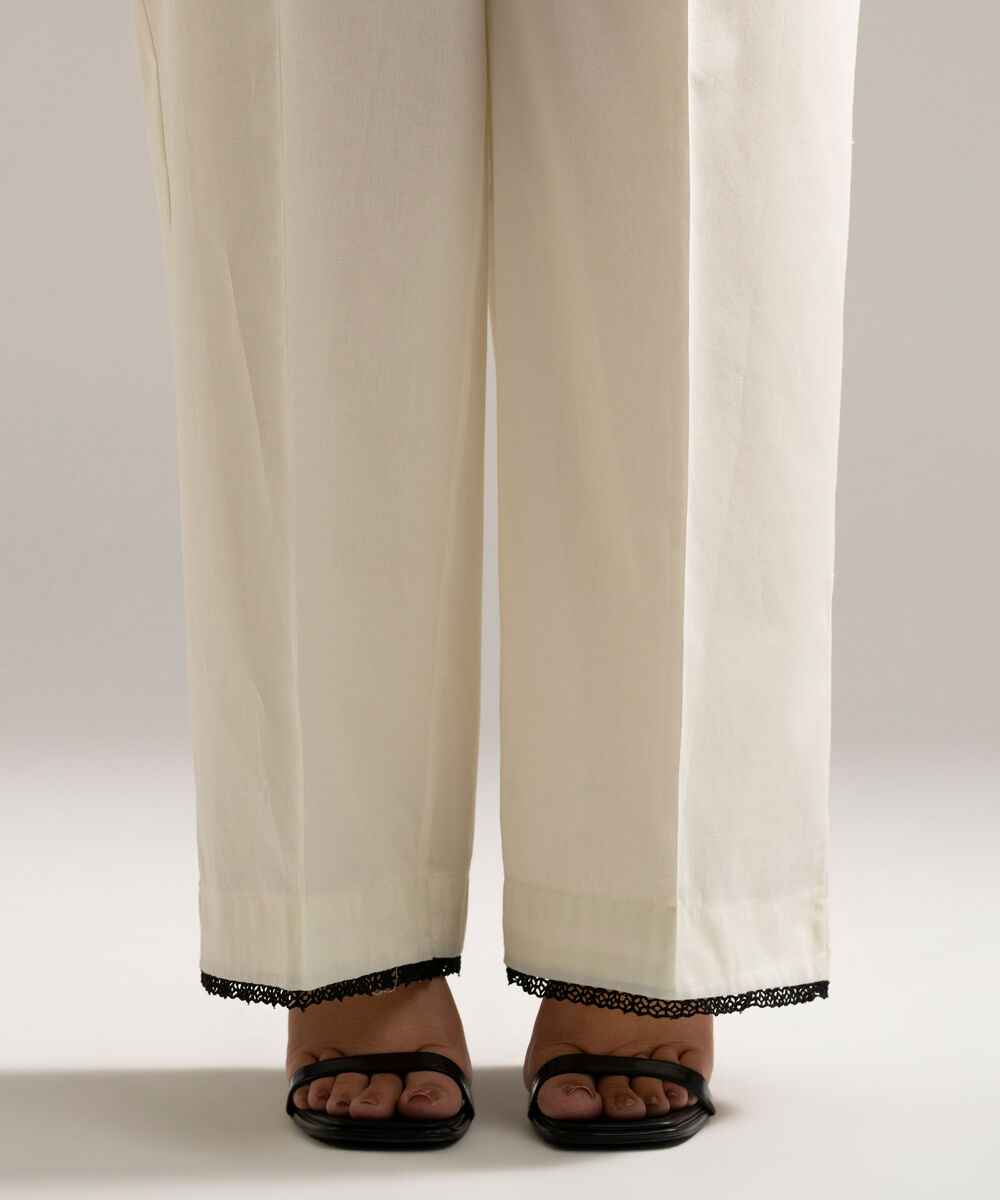 Women's RTW Cambric Solid Off White Culottes