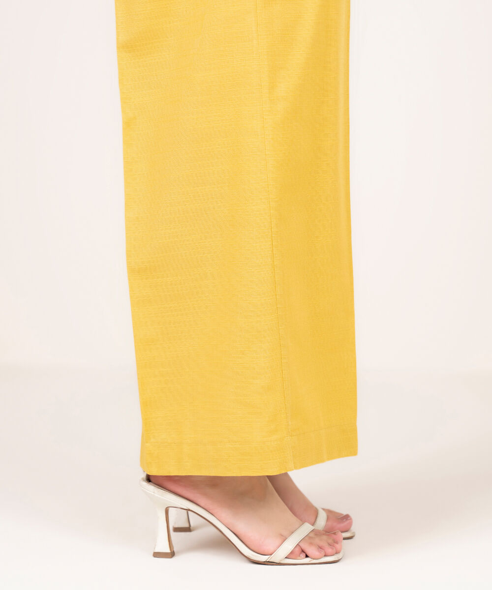 Women's RTW Light Khaddar Solid Yellow Culottes