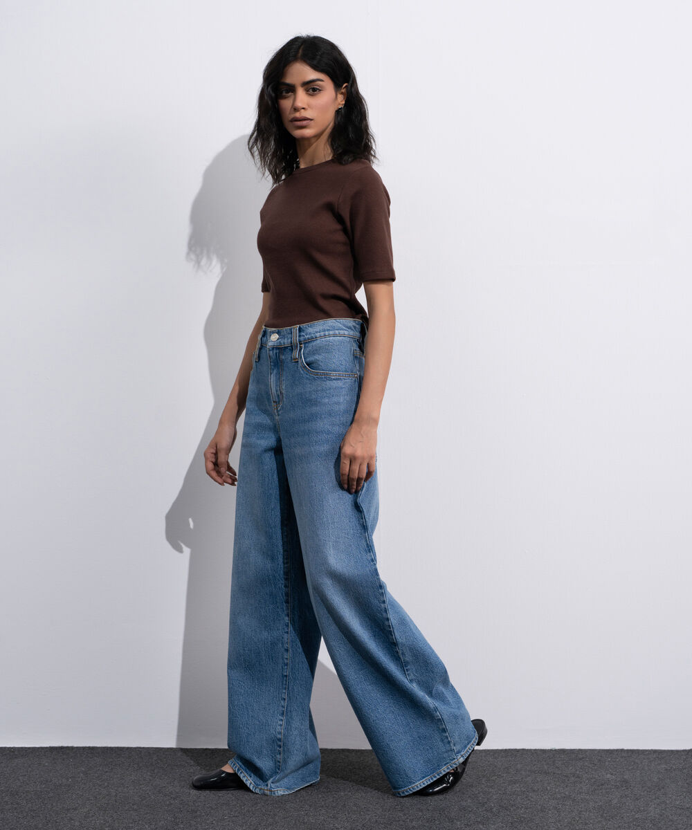 Women's Dark brown T-Shirt With Lettuce Trims