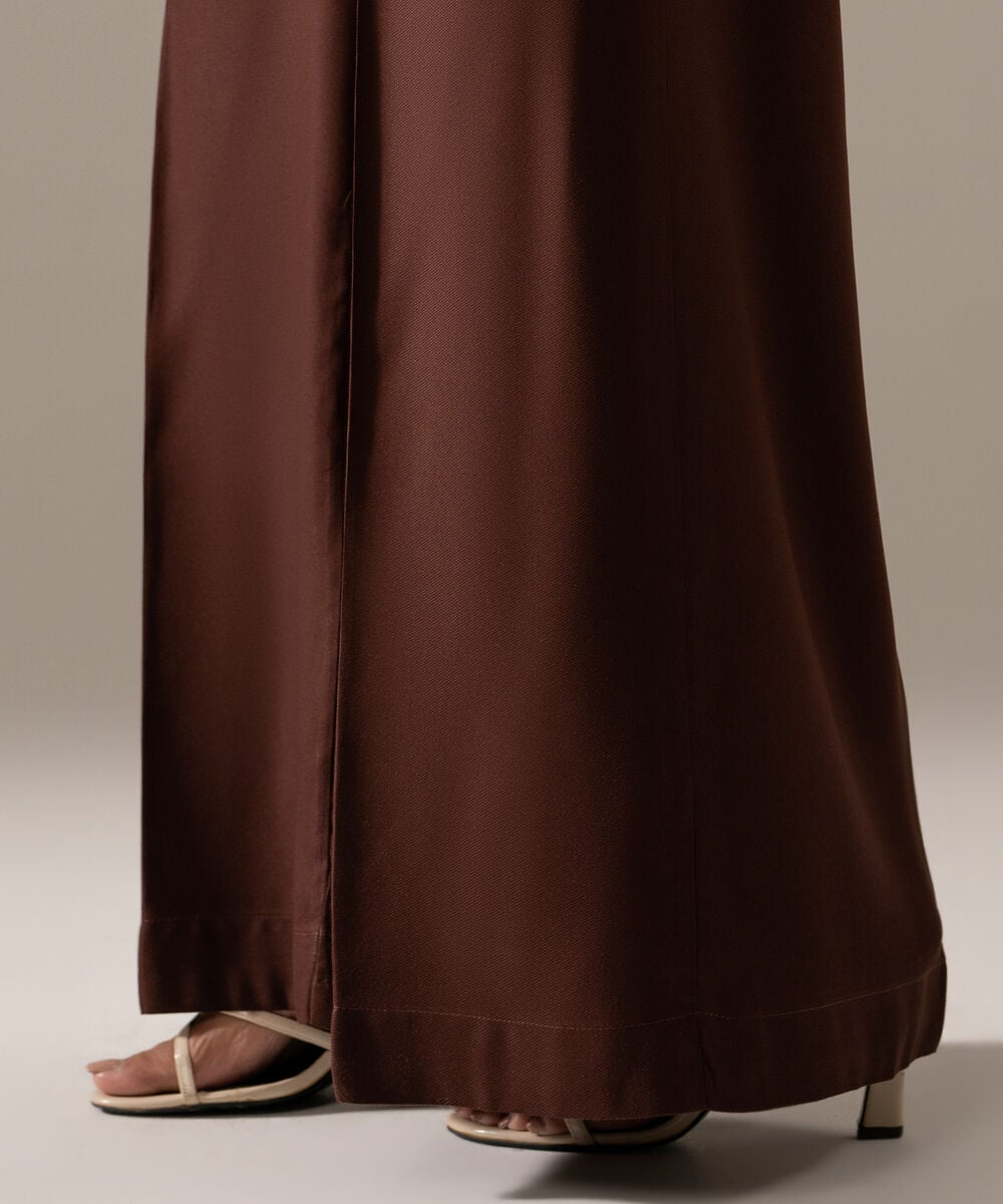 Women's RTW Bedford Solid Brown Flared Pants