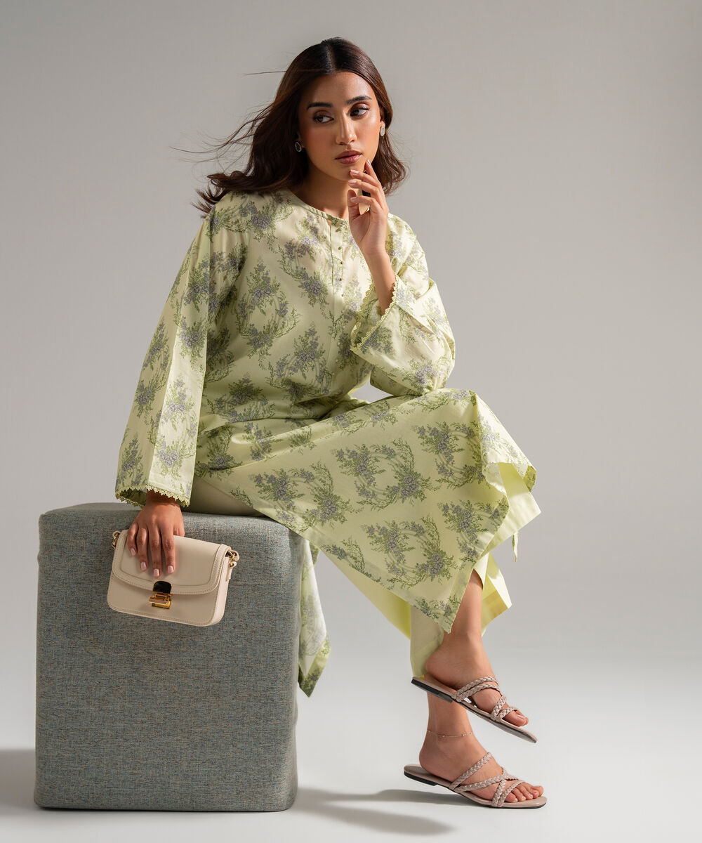 Women's RTW Lawn Embroidered Mint Green 2 Piece Suit