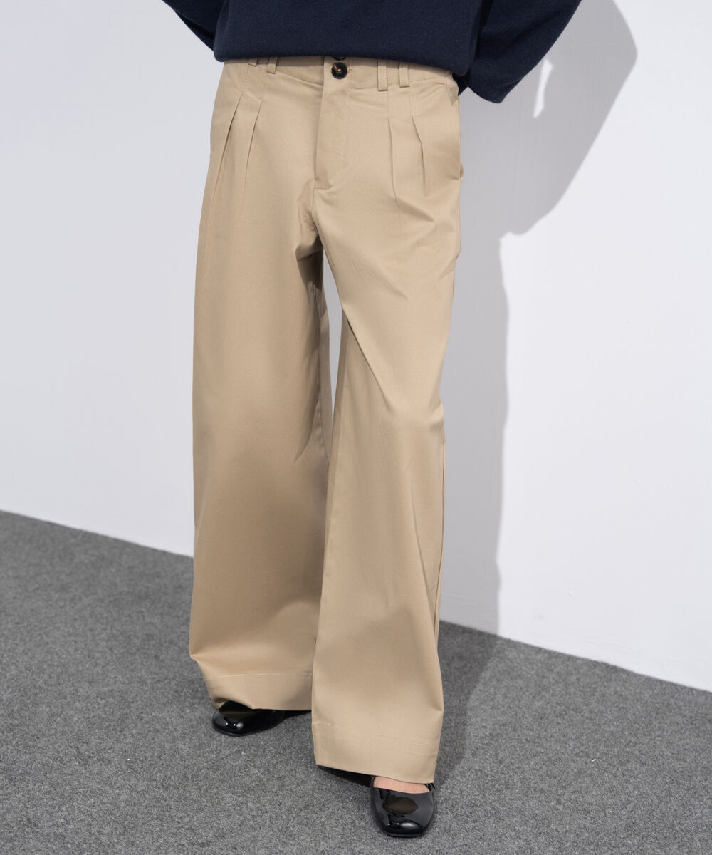 Women's Western Wear Khaki Pleated Chino Trousers