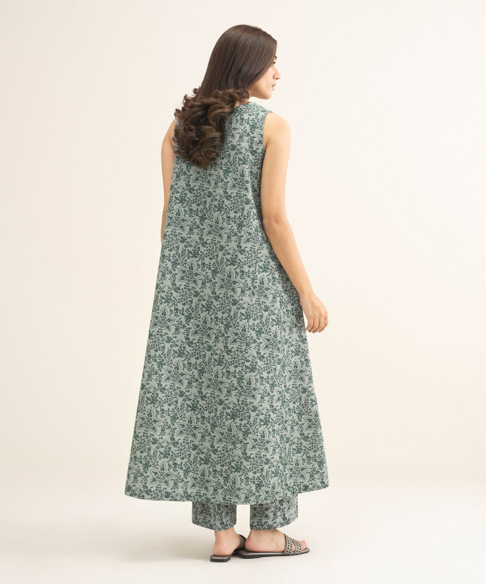 Women's Two Piece Grey Arabic Khaddar Printed Suit