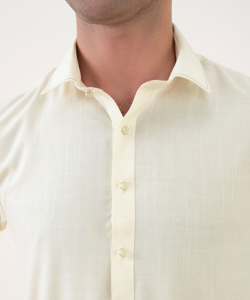 Men's Viscose Plain Off-White Kameez Shalwar