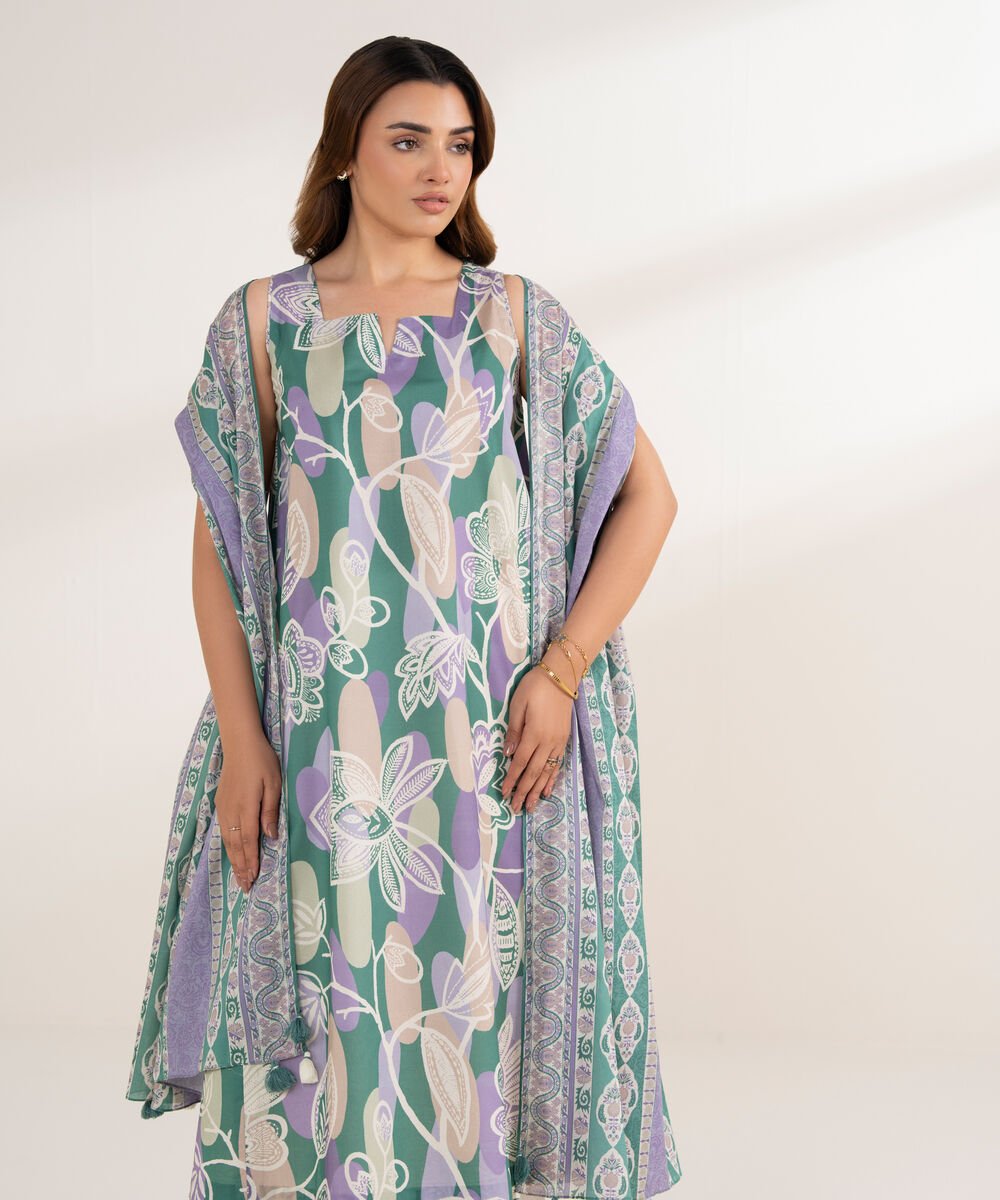 Women's Unstitched Lawn Printed Multi 2 Piece Suit