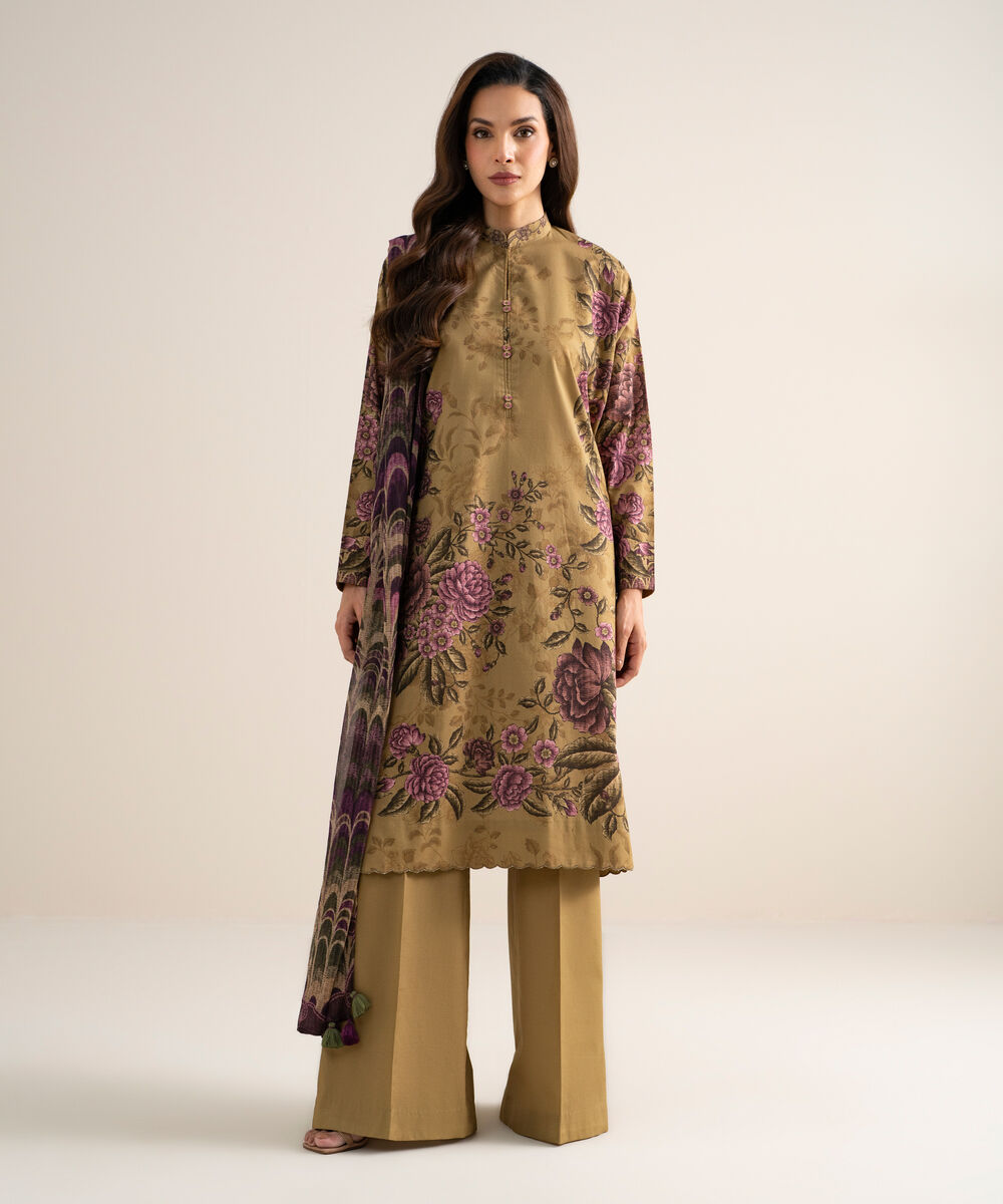 3 Piece - Printed Cotton Suit