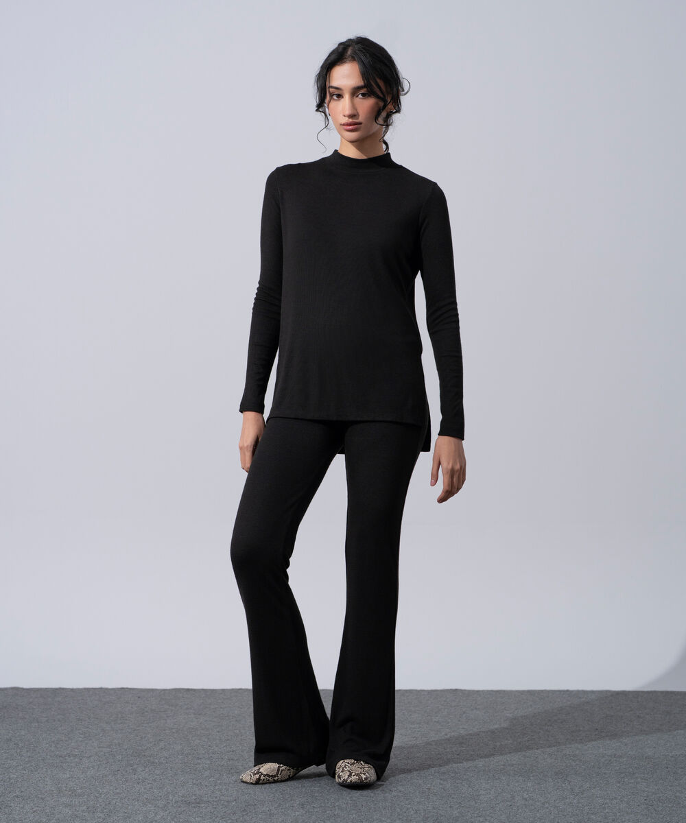 Women's Western Wear Black Mock-Neck Knit Jumper
