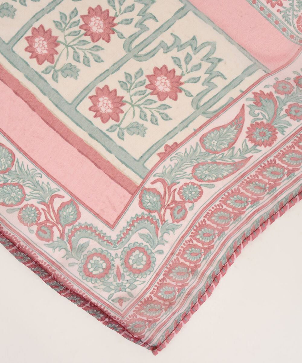 Women's Blended Chiffon Pink Printed Dupatta