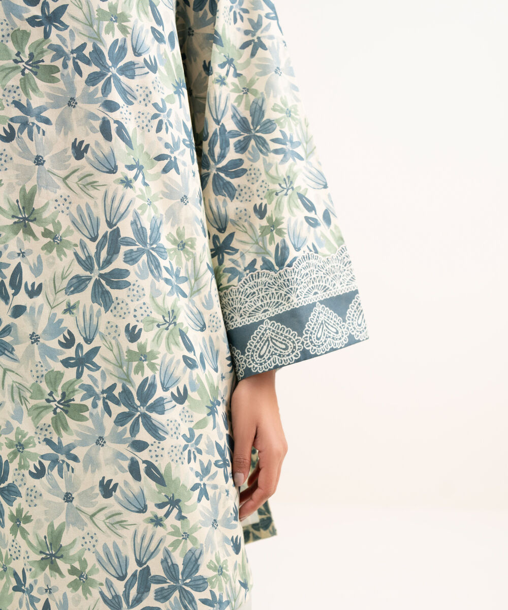 Women's Unstitched Lawn Printed Grey 3 Piece Suit