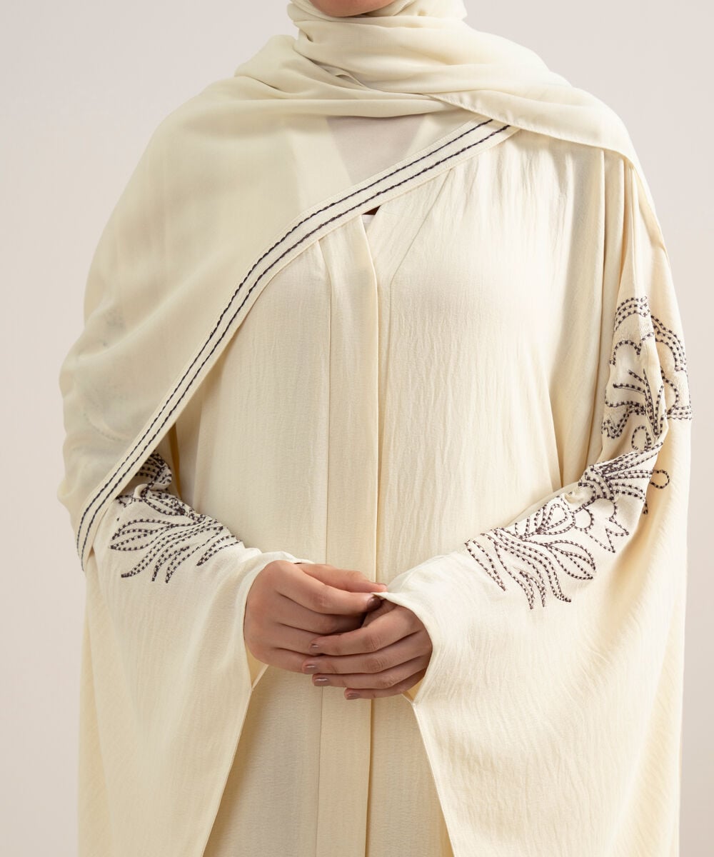 Women's Ivory Kaftan Abaya Set