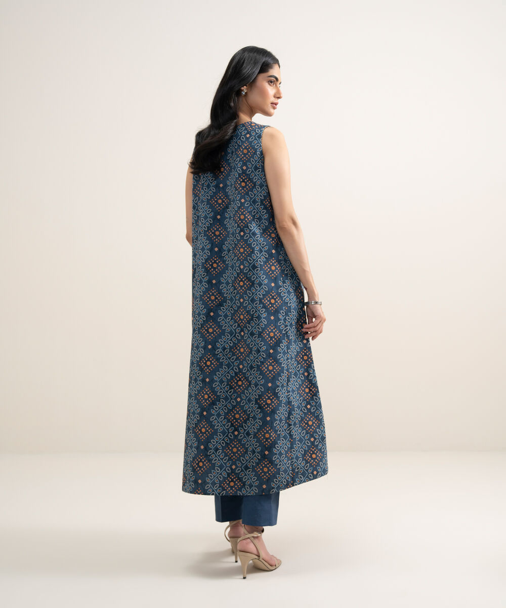 Women's Unstitched Lawn Embroidered Blue 2 Piece Suit