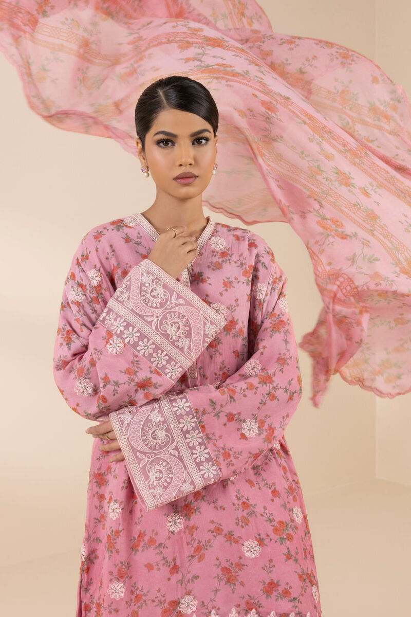 3 Piece - Embroidered Chiffon Suit