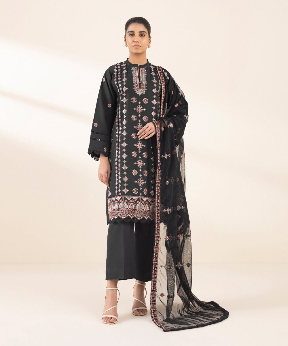 Women's Unstitched Black Cross Hatch 3 Piece Suit