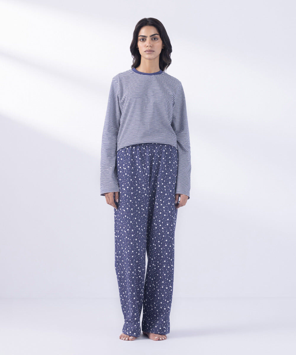 Woman - Blue Starry Print Trousers