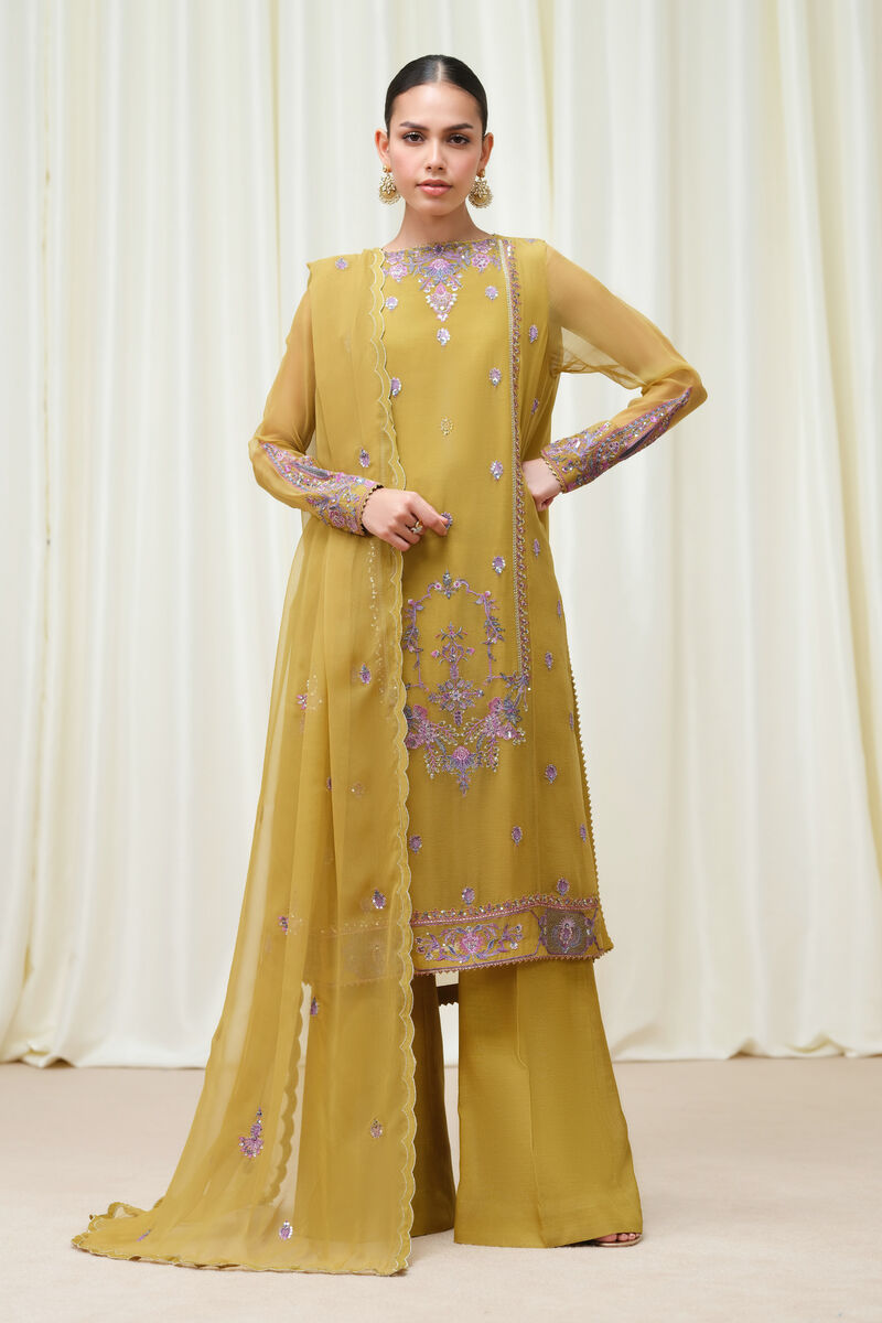 3 Piece - Embroidered Chiffon Suit