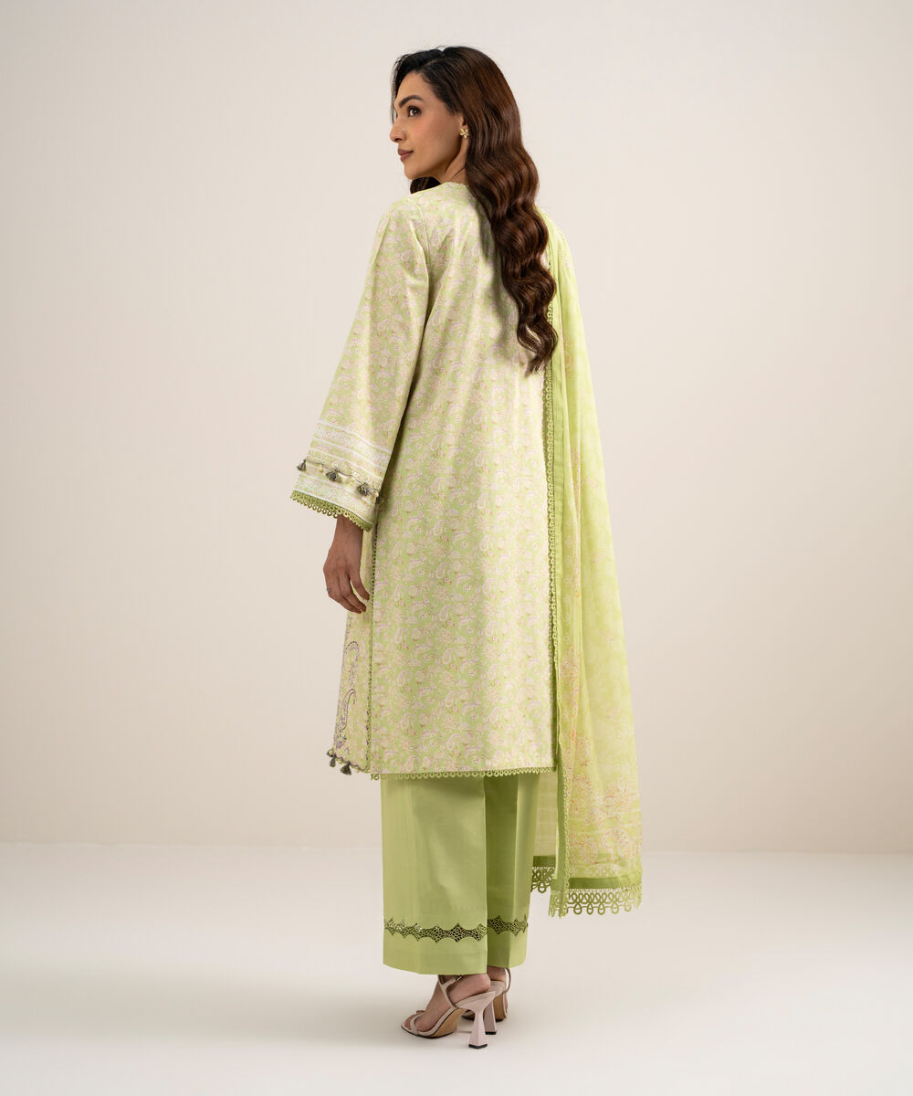 Women's Unstitched Lawn Embroidered Green