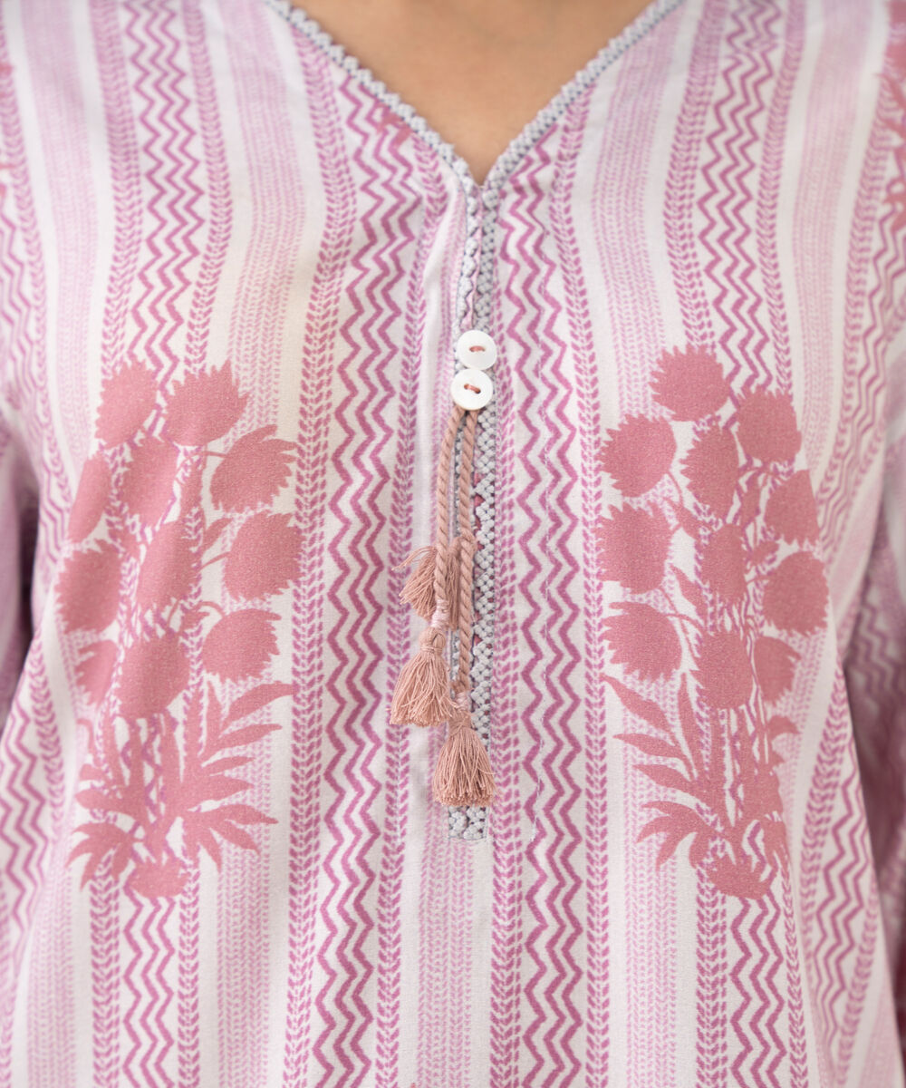 Women's RTW Linen Viscose Printed Grey Straight Shirt