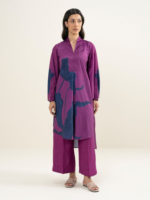2 Piece - Printed Silk Suit