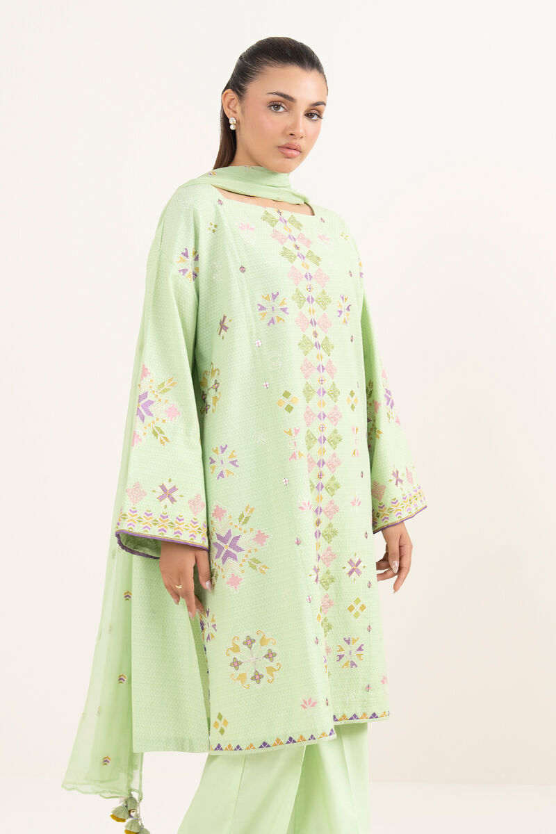 3 Piece - Embroidered Dobby Suit