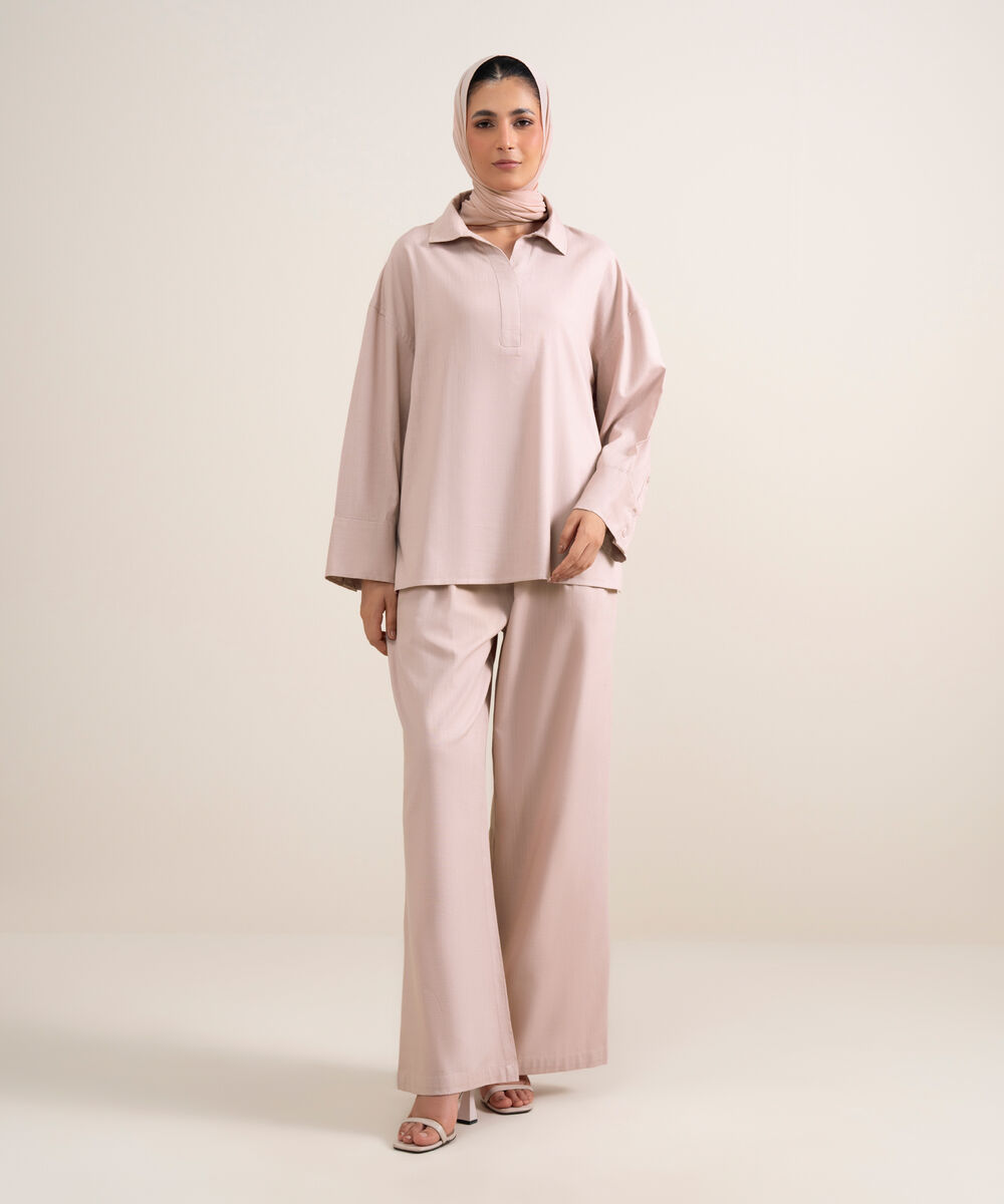 Women's Dusty Pink Loose Fit Tunic Top