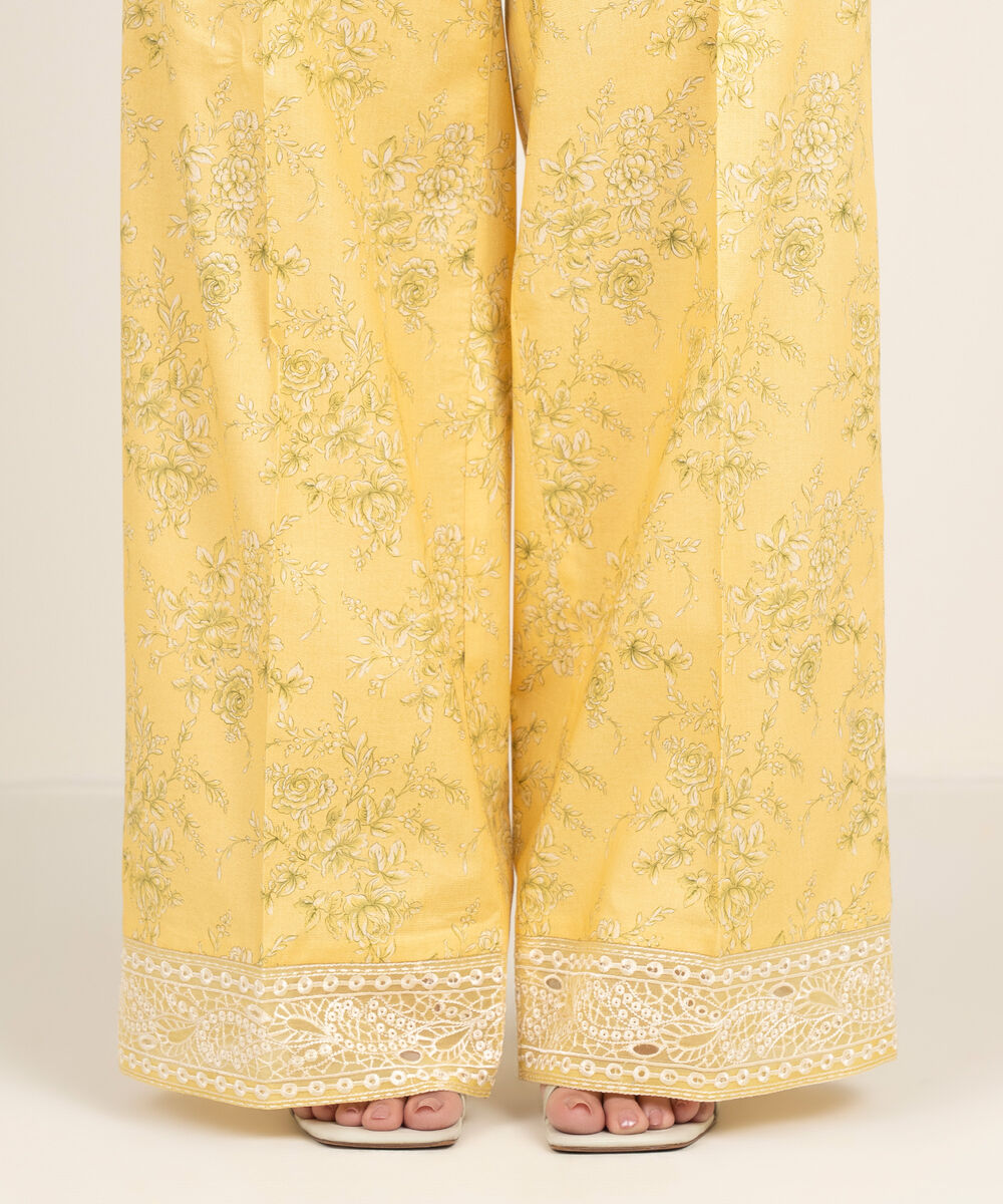 Women's RTW Cambric Embroidered Yellow Farshi Shalwar