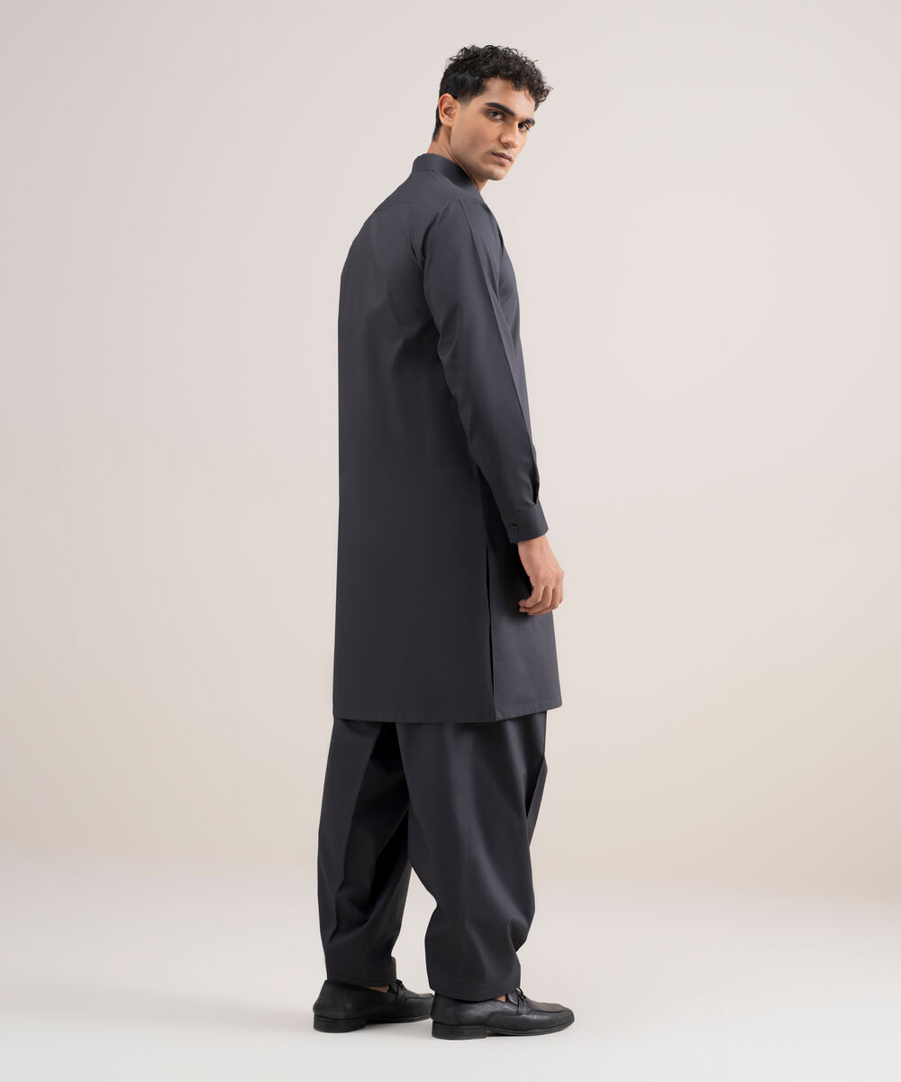 Men's Stitched Cotton Dobby Grey Suit