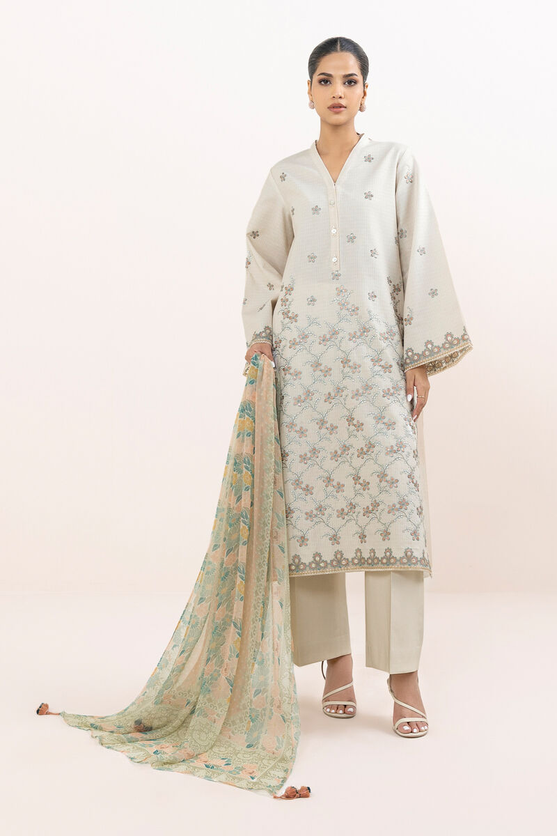 3 Piece - Embroidered Jacquard Suit