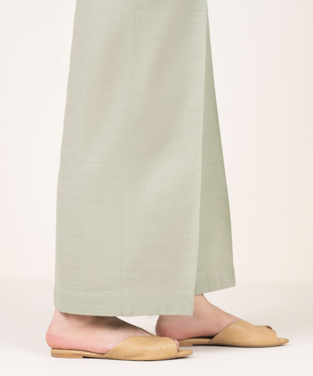 Women's RTW Khaddar Solid Grey Flared Pants