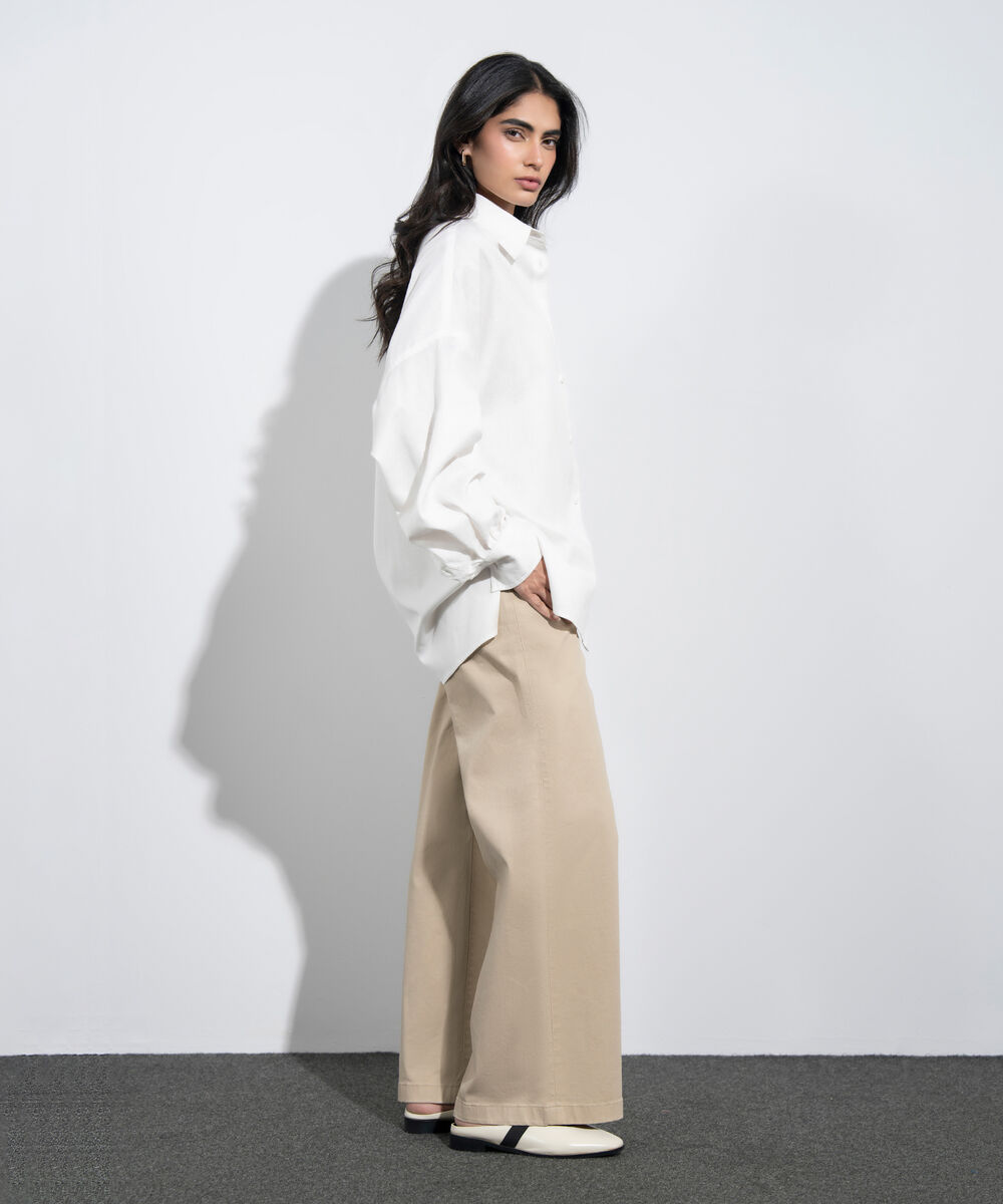 Women's Western Off white Oversized Button Through Shirt