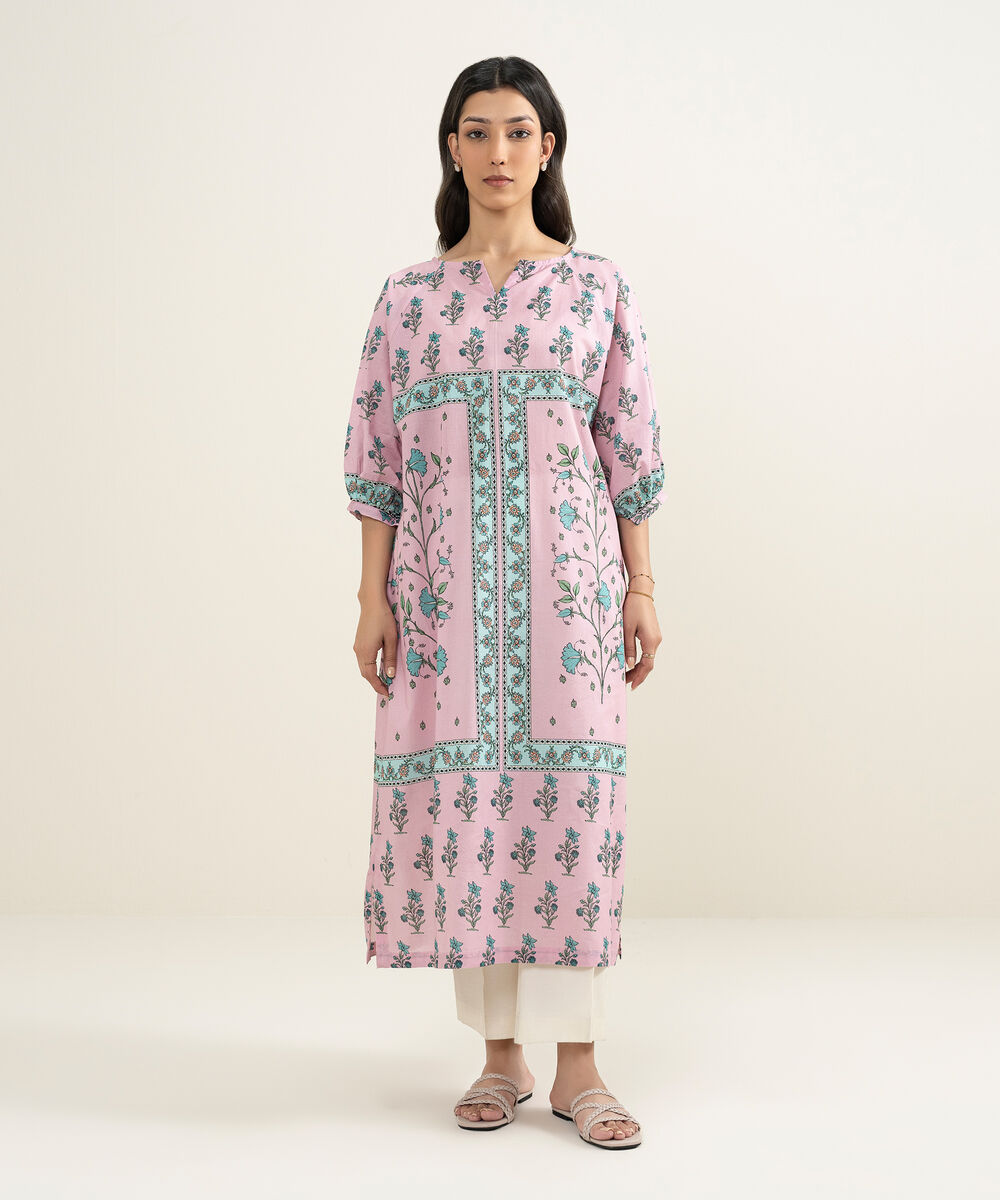 Women's RTW Lawn Printed Pink Dress Shirt