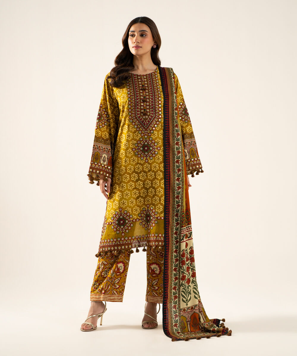 3 Piece - Embroidered Linen Suit