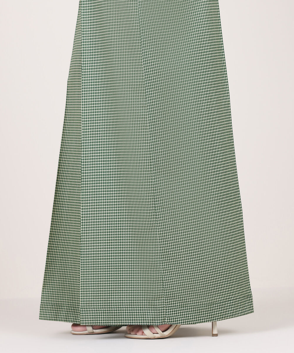 Women's RTW Cambric Green Printed Flared Pants