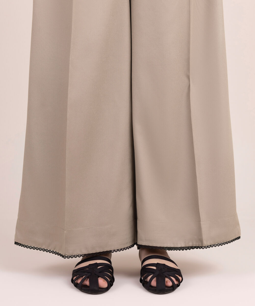 Women's RTW Viscose Marina Solid Grey Flared Pants