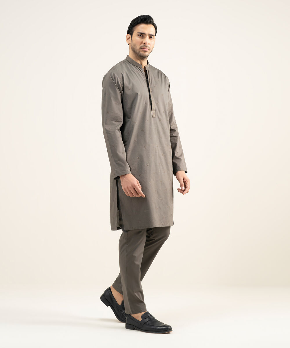 Men's Stitched Premium Cotton Dark Olive Suit