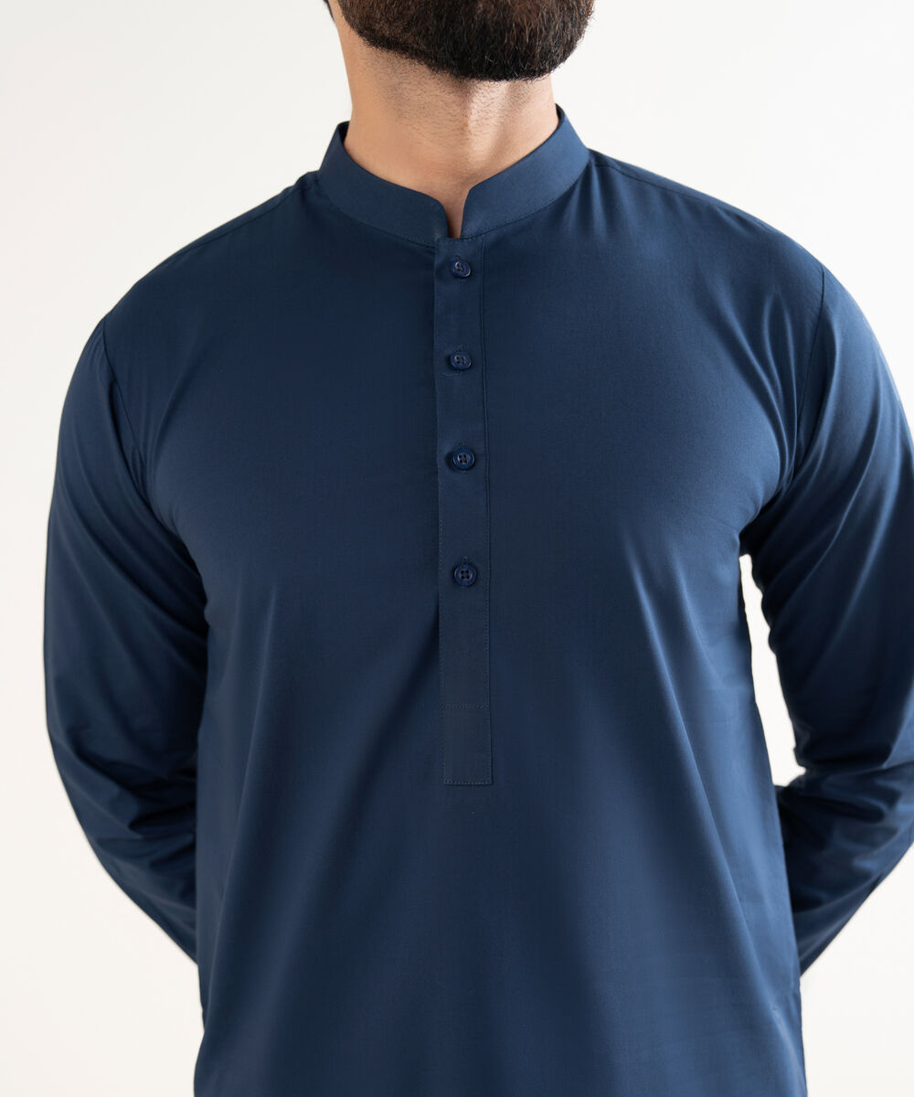 Men's 100% Cotton Plain Blue Kurta Shalwar